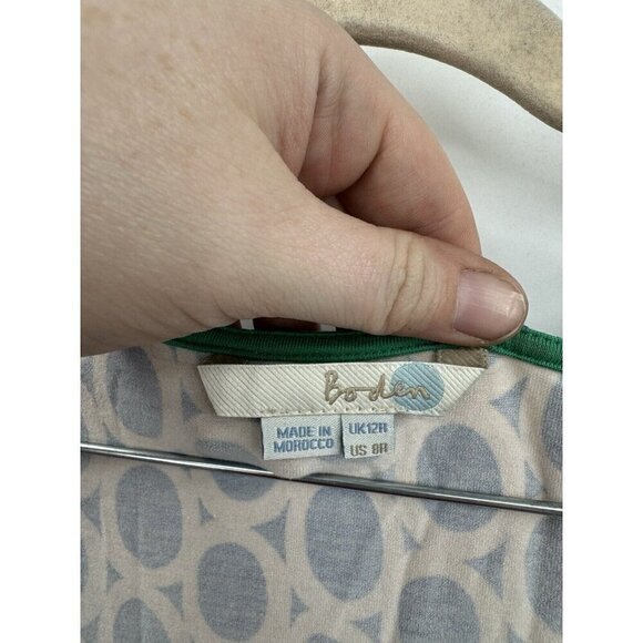 Boden Mini Dress Women 12 Blue Geometric Jersey Sleeveless Artsy Retro Funky - Picture 3 of 7